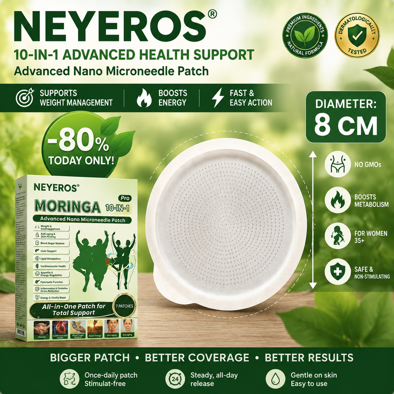 NEYEROS® | Herbal Extract 10-in-1 Slimming Night Repair Nano Micro Needle Patch – Advanced Care Adhesive Patch
