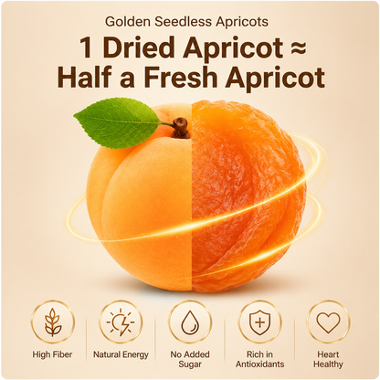 🍑 Golden Seedless Apricots - 🌿 Enjoy natural sweetness while supporting a balanced, healthier lifestyle.