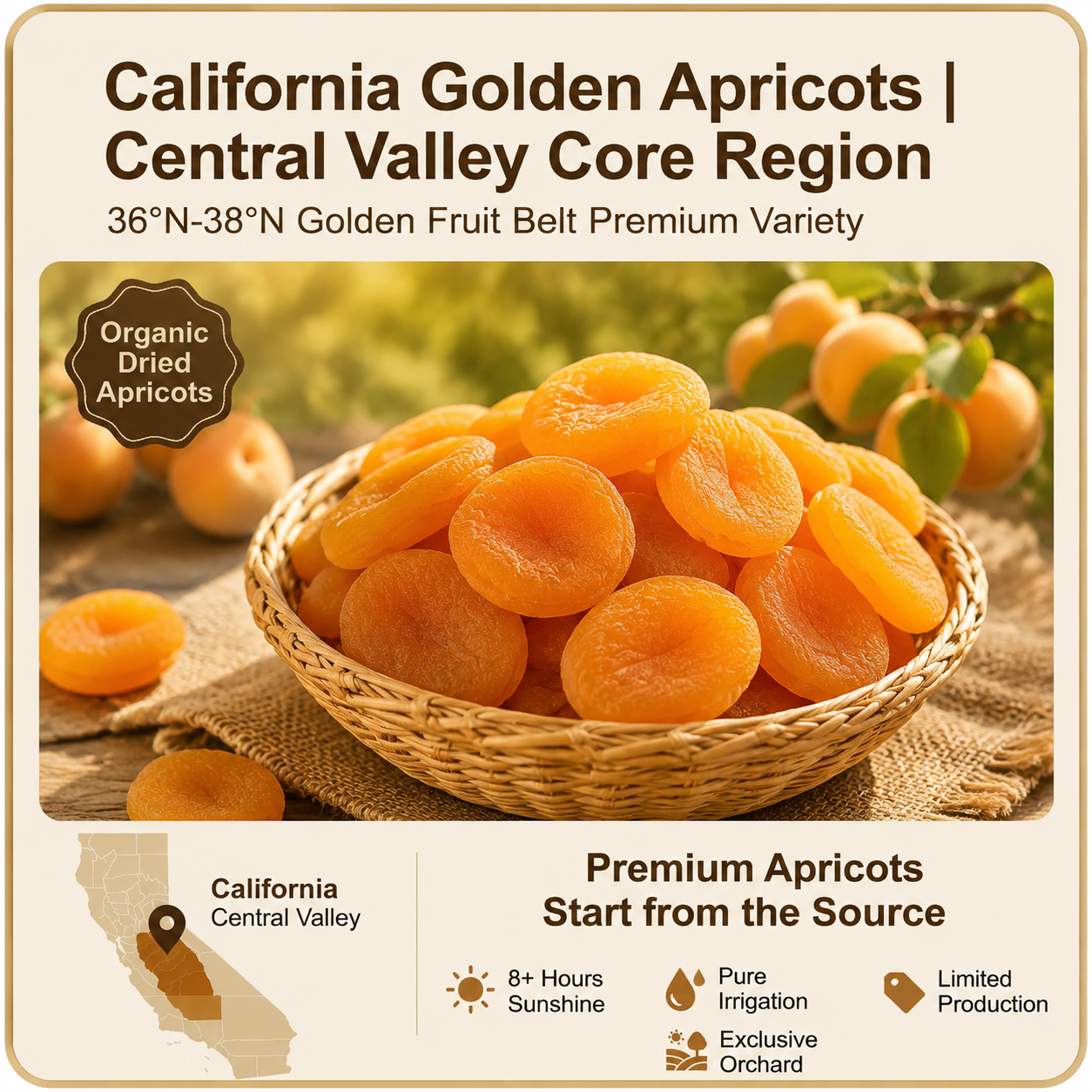 🍑 Golden Seedless Apricots - 🌿 Enjoy natural sweetness while supporting a balanced, healthier lifestyle.